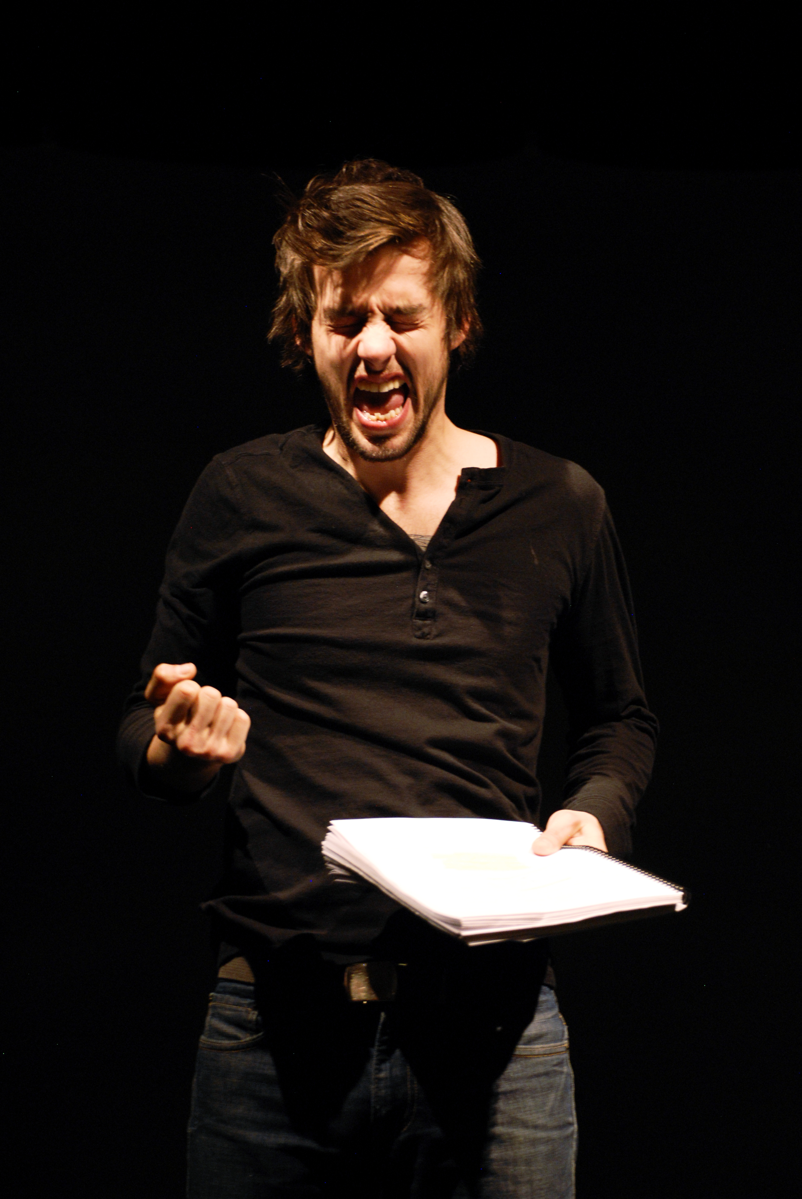 Actor Drew Wall during the reading of The Jumper of Maine by Andrew Lanham. Photo by Alex Marks.